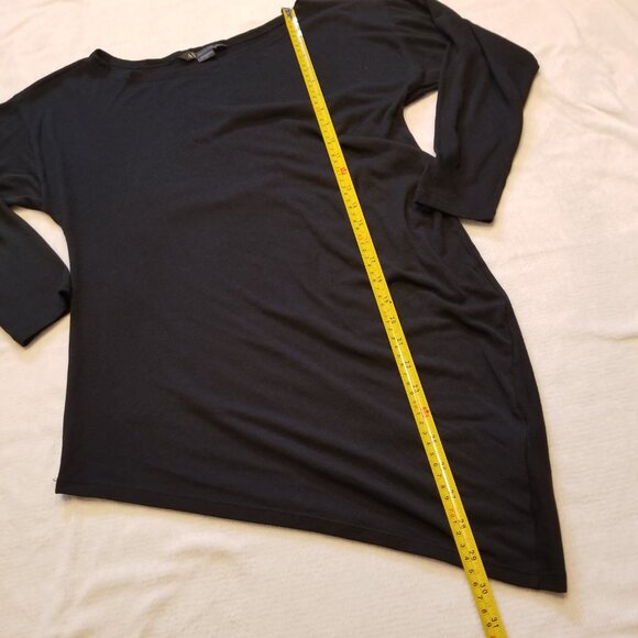 Armani Exchange Asymmetrical Hem Black Long Sleeve Top Small Wool Shirt/Dress S - Picture 11 of 12